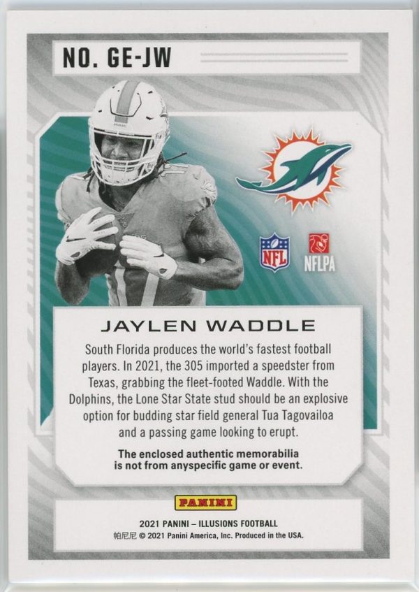 Jaylen Waddle Dolphins 2021 Illusions Great Expectations Patch Rookie Card #GE-JW