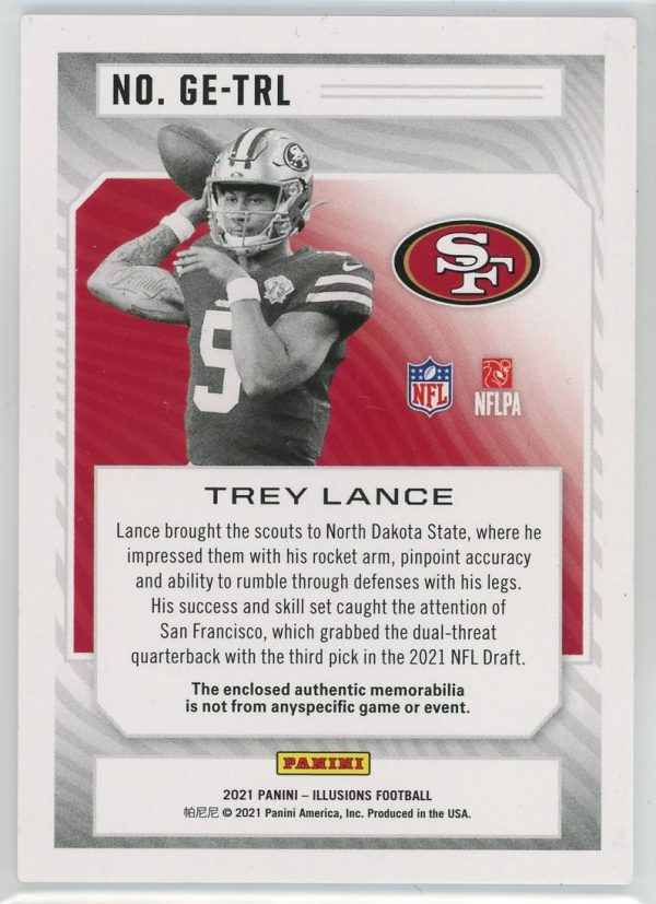 Trey Lance 49ers 2021 Illusions Great Expectations Jersey Patch RC Rookie Card #GE-TRL