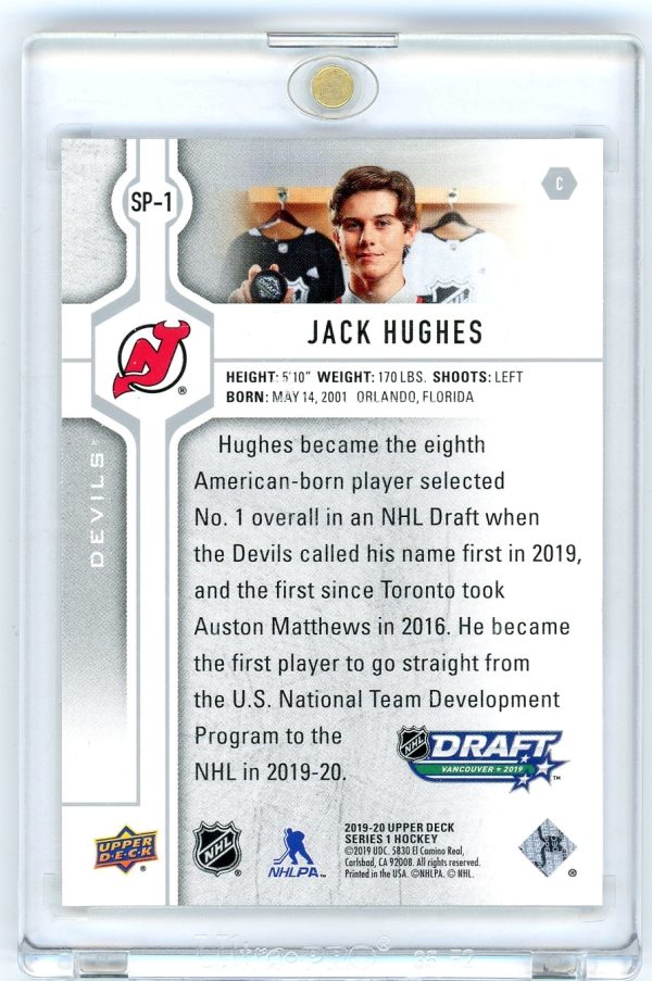 Jack Hughes Devils 2019-20 UD Draft Rookie Card #SP-1