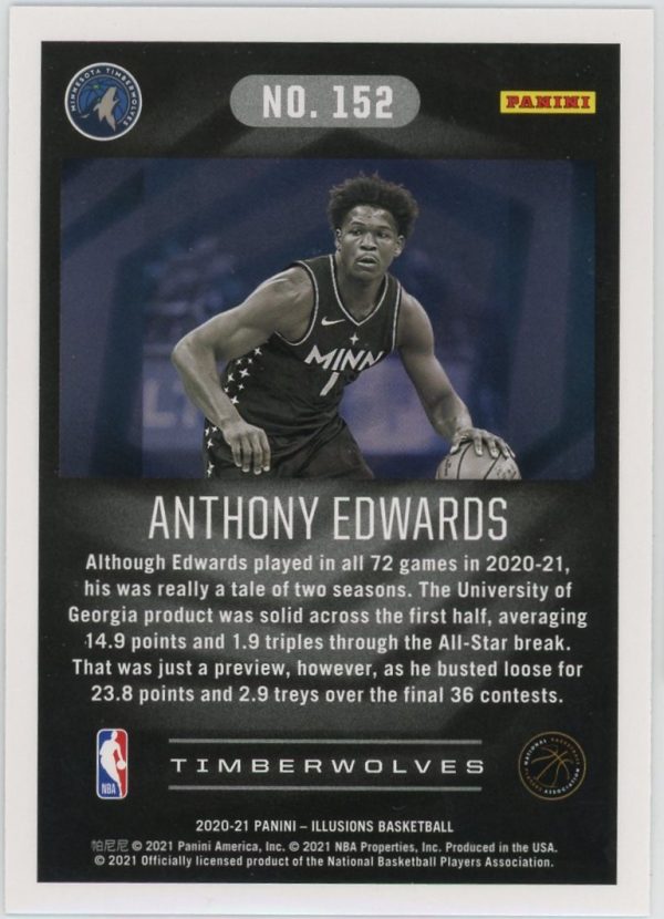 Anthony Edwards Timberwolves 2020-21 Panini Illusions Rookie Card #152