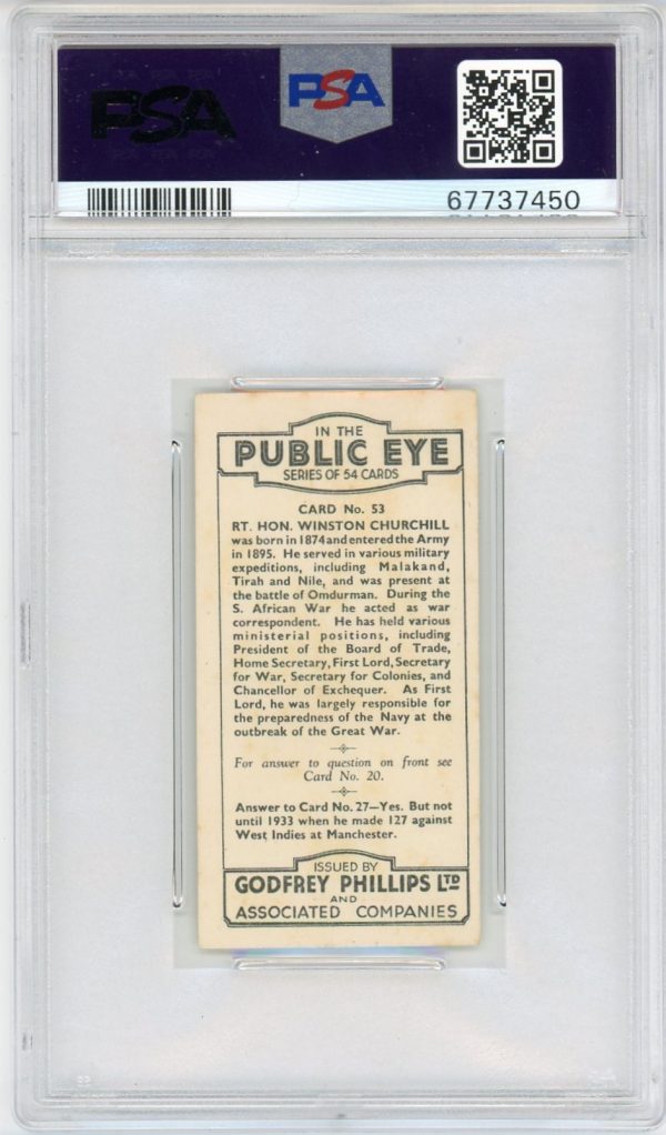 Winston Churchill 1935 Godfrey Phillips "In The Public Eye" #53 PSA 5