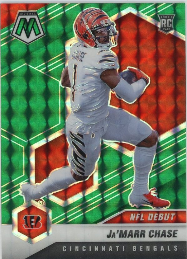 Ja'Marr Chase Bengals 2021 Mosaic Green Prizm NFL Debut RC Rookie Card #247