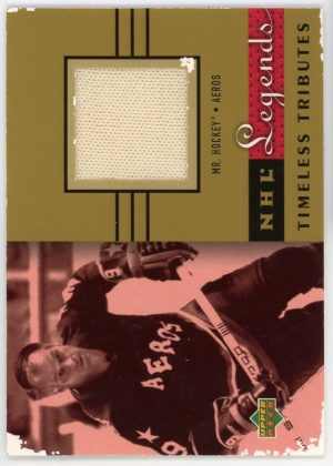 Gordie Howe 2001-02 UD Legends Timeless Tributes Game Used Jersey Card #TT-GH
