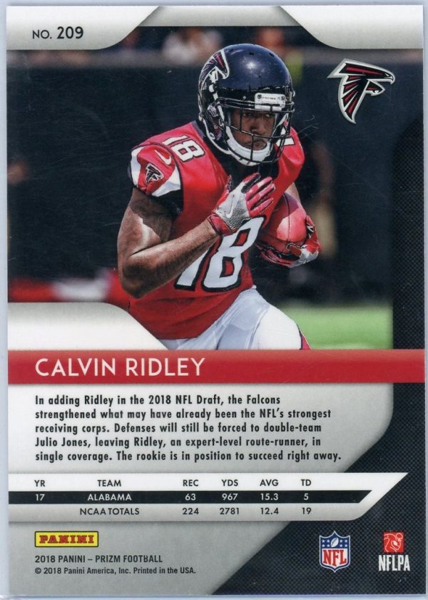 Calvin Ridley Falcons Panini Prizm 2018 Rookie Card #209