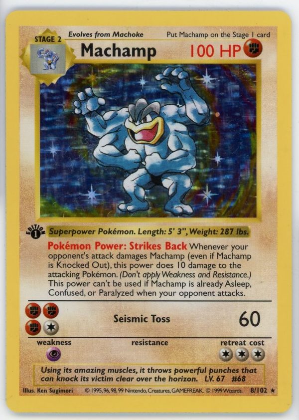 Pokemon Machamp 8/102 Holo 1st Edition (Shadowless)