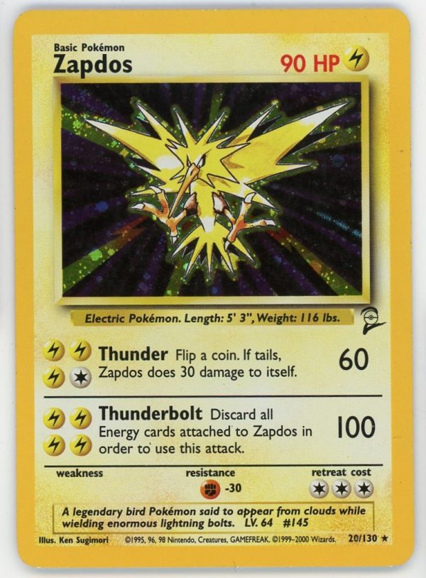 Pokemon Zapdos 20/130 Base Set 2 Holo Rare