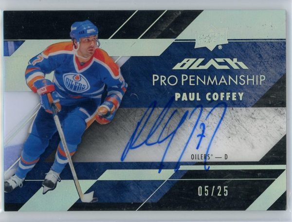 Paul Coffey Oilers UD Black Pro Penmanship 5/25 Auto Card #PEN-PC