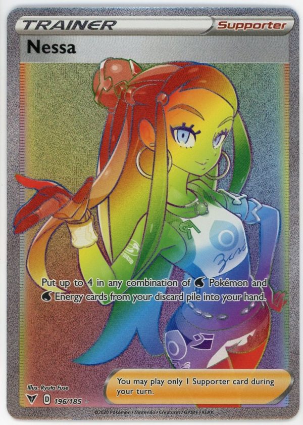 Pokemon Trainer Nessa 196/185 Vivid Voltage Full Art Rainbow Secret Rare NM
