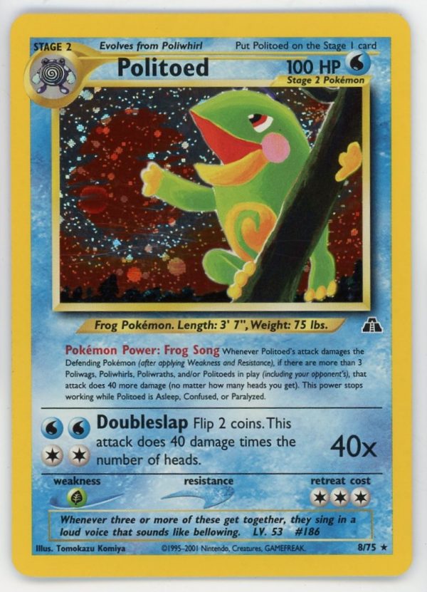 Pokemon Politoed 8/75 Holo Rare Neo Discovery