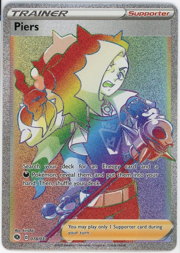 Pokemon Trainer Piers 078/073 Champion's Path Full Art Rainbow Secret Rare NM