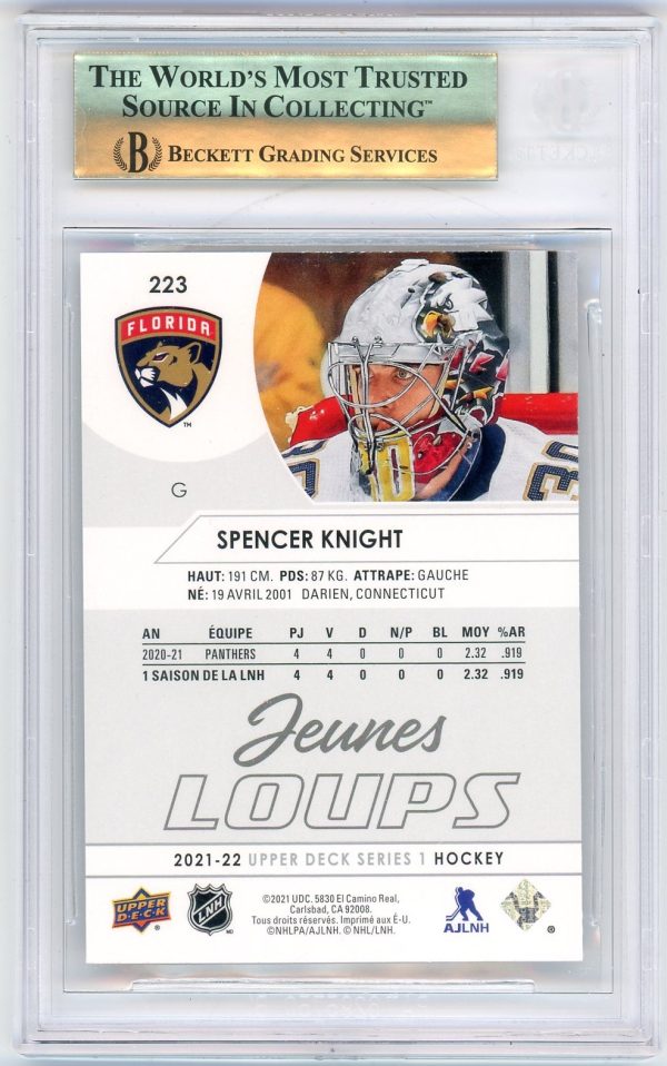 Spencer Knight 2021-22 Upper Deck Series 1 Young Guns French #223 BGS 9.5