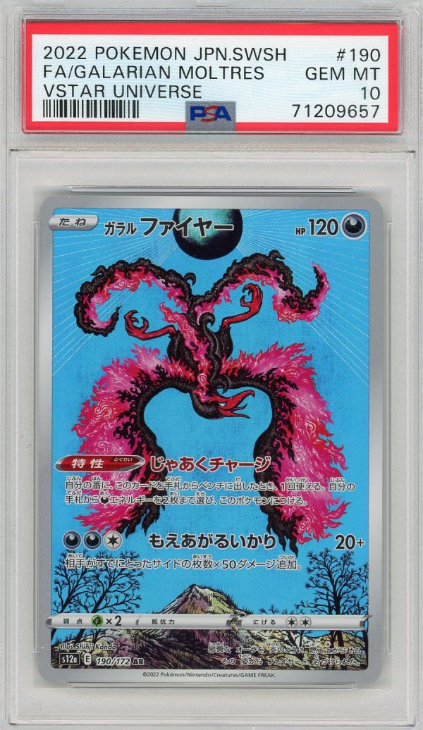 Pokemon Galarian Moltres AR 190/172 VSTAR Universe Japanese PSA 10