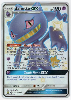 Pokemon Shiny Banette GX SV61/SV94 Hidden Fates Full Art Ultra Rare NM
