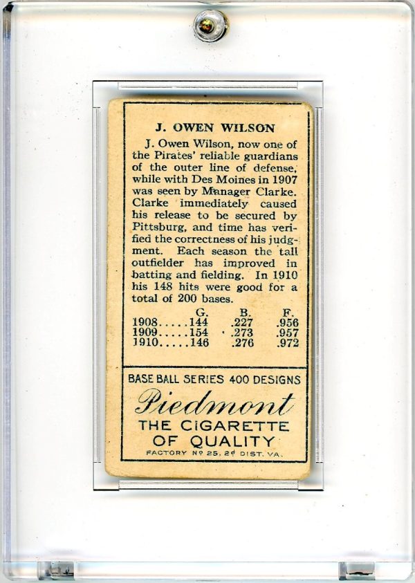 J. Owen Wilson Pirates Piedmont 1910 Vintage Baseball Series 400 Designs