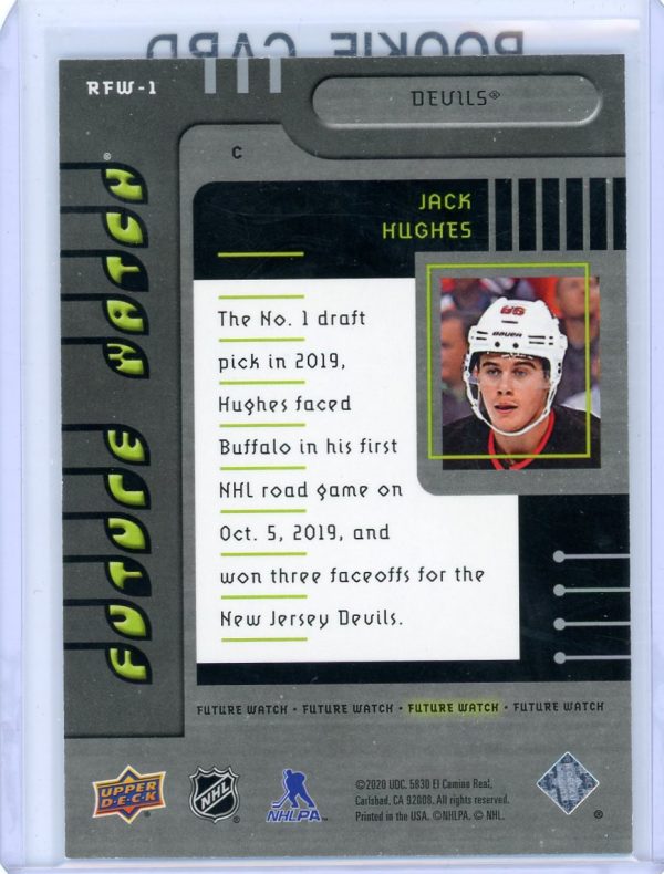 Jack Hughes Devils 2019-20 SP Authentic Future Watch Rookie Card #RFW-1 193/249