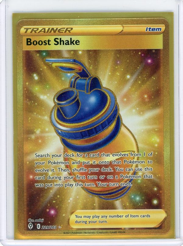 Pokemon Boost Shake 229/203 Evolving Skies Full Art Gold Secret Rare