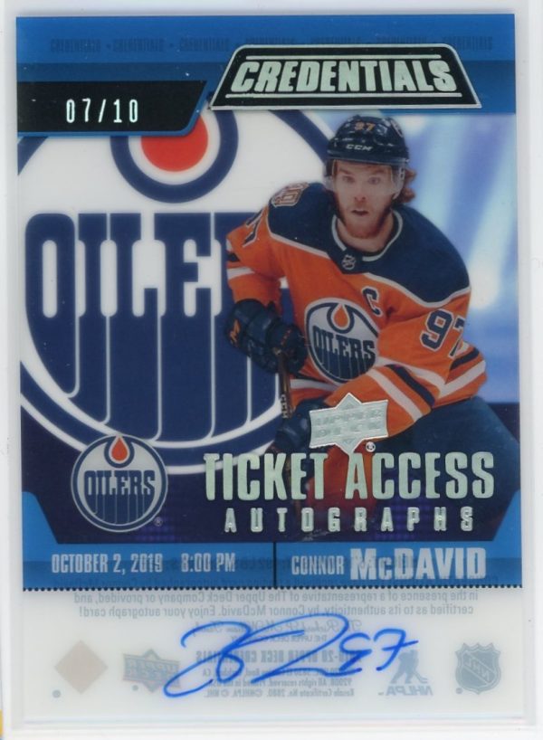 Connor McDavid Oilers 2019-20 UD Credentials Ticket Access 7/10 Auto Card #CAA-CM