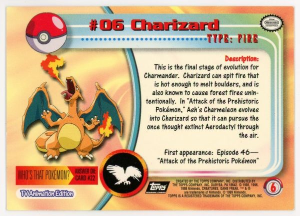 Pokemon Charizard 1999 Topps Non-Holo Card #06