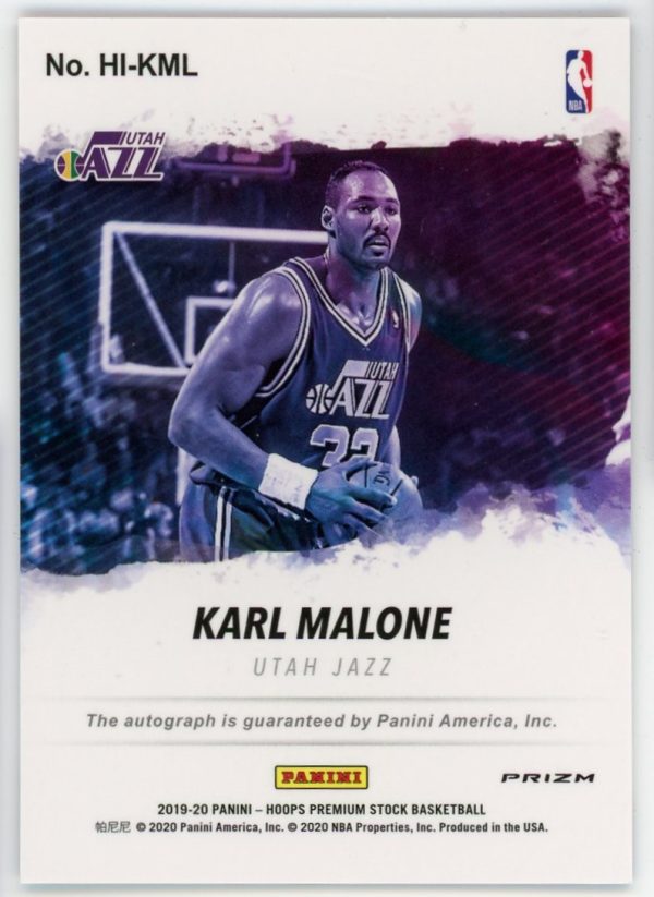 Karl Malone 2019-20 Panini Hopps Premium Stock Hopps Ink Autograph HI-KML