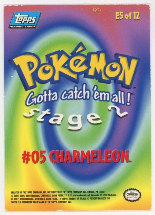 Pokemon Charmeleon 1999 Topps Holo Card E5 of 12