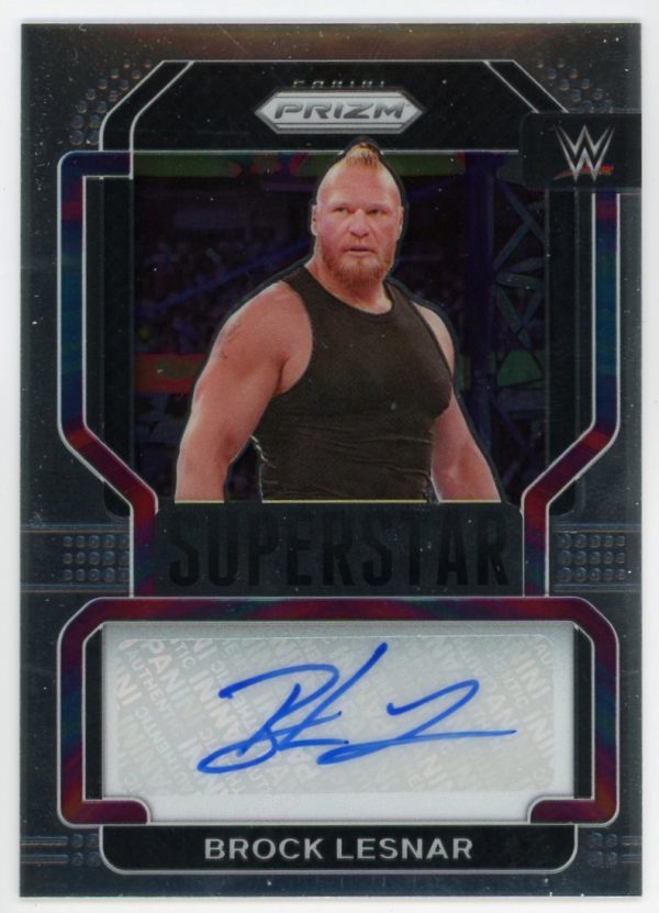 Brock Lesnar 2022 Panini Prizm WWE Superstar Auto Card #SA-BLS