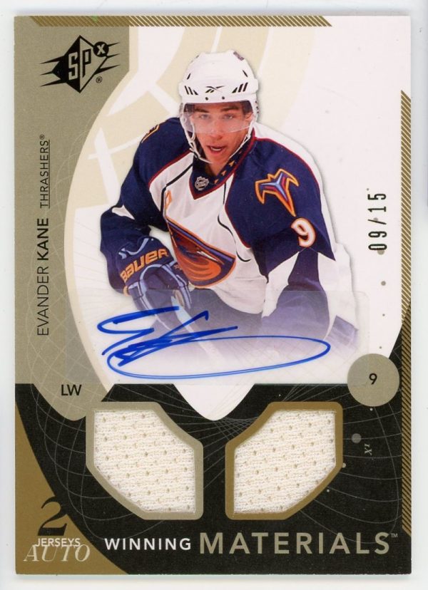 Evander Kane 2010-11 SPX Winning Materials Dual Patch Auto /15 WM-EK