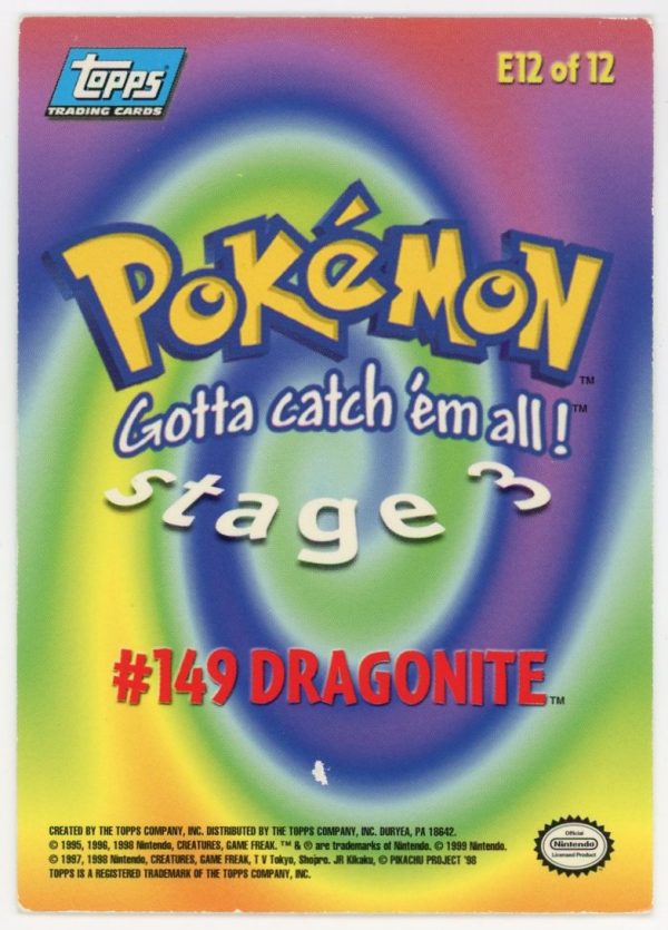 Pokemon Dragonite 149 Topps Holo Card E12 of 12