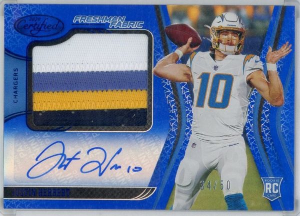 Justin Herbert Chargers 2020 Panini Certified RPA Rookie Patch Auto /50 Card #203