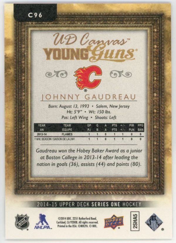 Johnny Gaudreau 2014-15 Upper Deck Series 1 Young Guns Canvas #C96