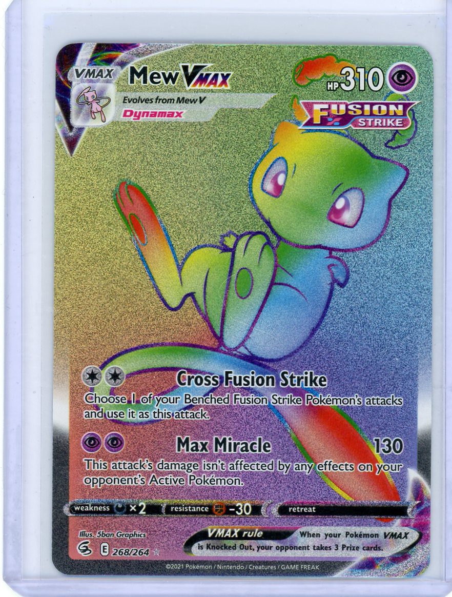 Pokemon Mew VMAX 268/264 Fusion Strike Full Art Rainbow Secret Rare ...