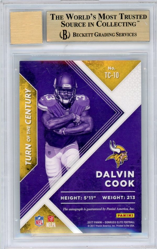 Dalvin Cook Vikings 2017 Elite Auto Red /49 Card #10 BGS 9.5