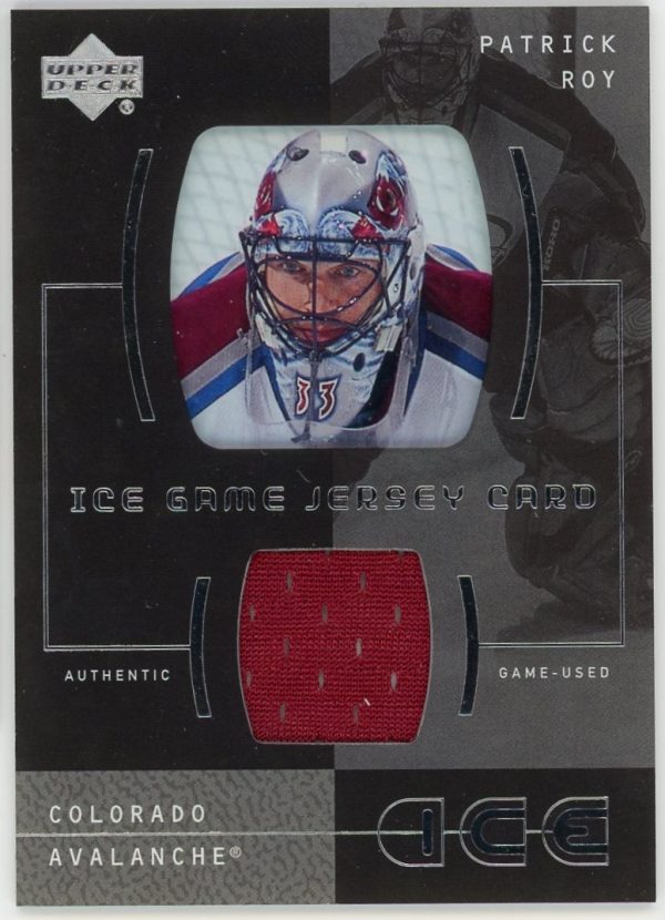 2000-01 Patrick Roy Avalanche UD Ice Game Jersey Patch Card #I-RO