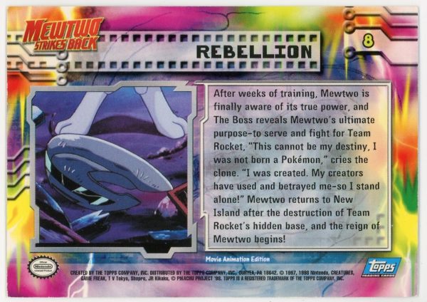 Pokemon Mewtwo 1999 Topps Rebellion Holo Card #8