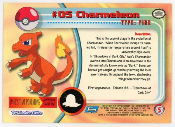 Pokemon Charmeleon 1999 Topps Non-Holo Card #05