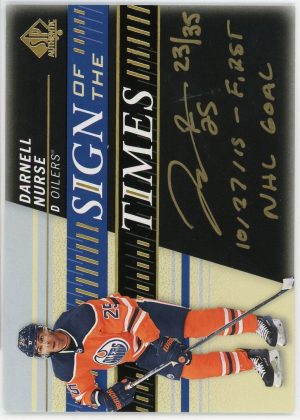 2019-20 Darnell Nurse Oilers UD SP Authentic Sign Of The Times RARE Inscription /35 Card #SOTT-DN
