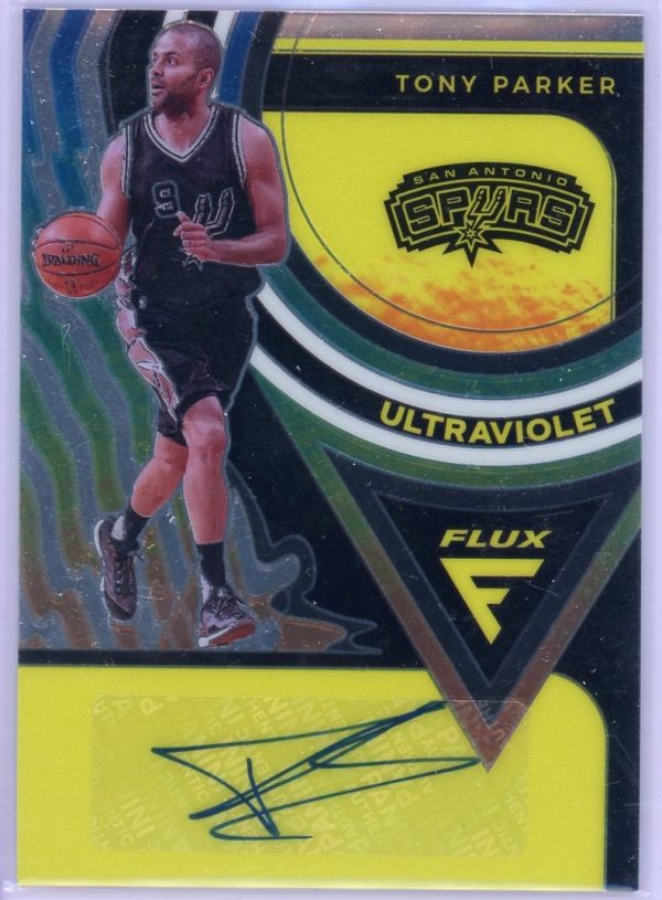 Tony Parker Spurs 2020-21 Flux Ultraviolet Auto Card #UV-TPA