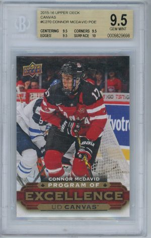 Connor McDavid Canada 2015-16 UD Canvas Program of Excellence Rookie Card #C270 BGS 9.5