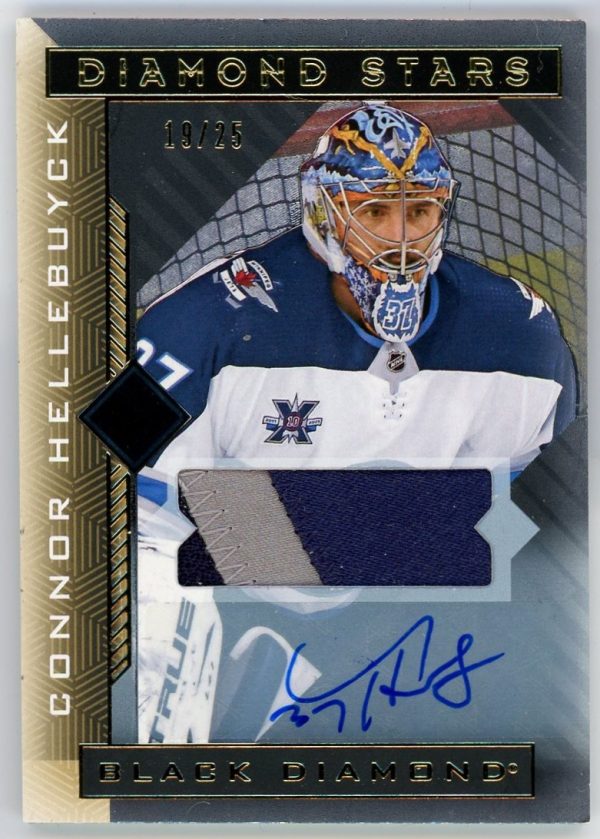 Connor Hellebuyck 2021-22 UD Black Diamond Diamond Stars Patch/Auto /25 #BDS-HE