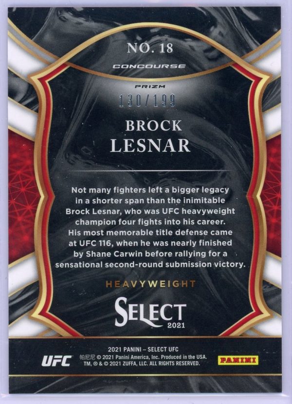2021 Brock Lesnar UFC Panini Select /199 Red Disco Card #18