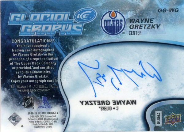 Wayne Gretzky Oilers UD 2018-19 Glacial Graphs Autographed Card #GG-WG