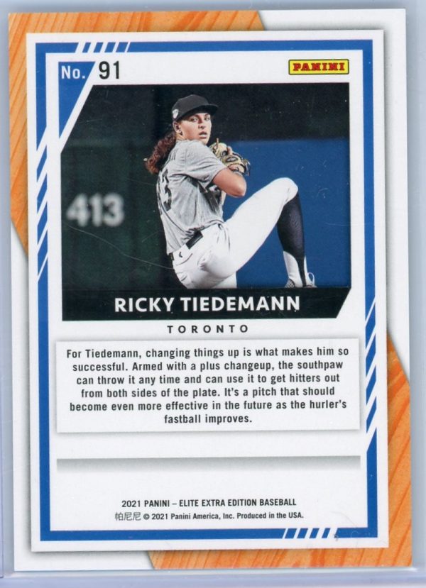 Ricky Tiedemann Toronto 2021 Elite Extra Edition /999 Card #91
