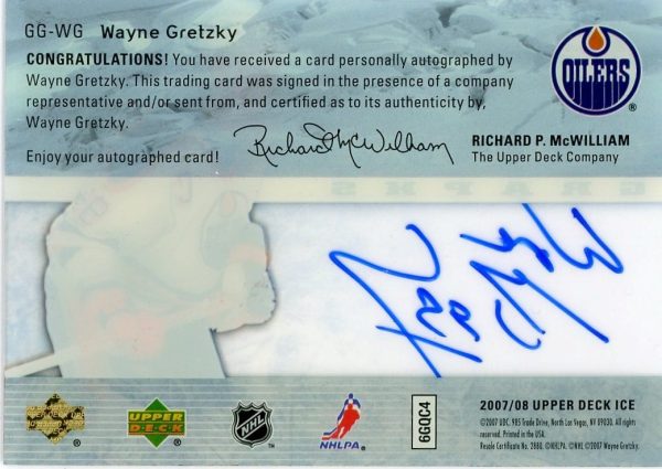 Wayne Gretzky Oilers UD 2007/08 Glacial Graphs Autographed Card #GG-WG