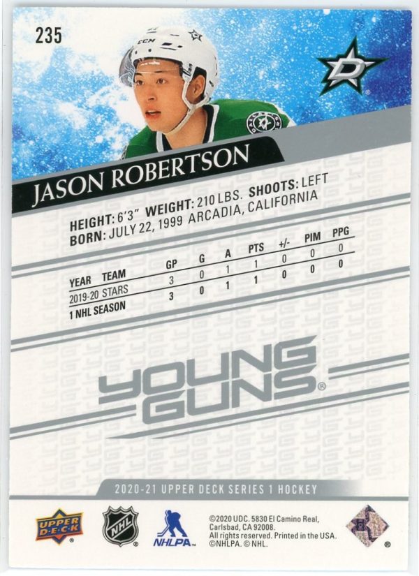 Jason Robertson Stars 2020-21 UD Young Guns Rookie Card #235