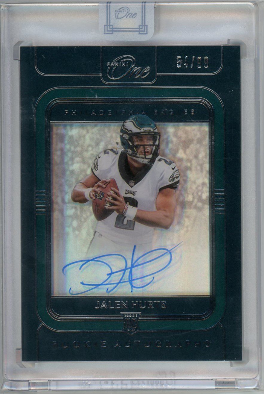 Jalen Hurts Eagles Panini One 2020-21 Shadow Box Autographed Rookie ...