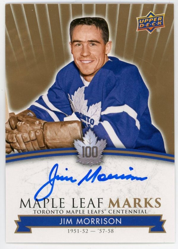 Jim Morrison 2017-18 UD Centennial Maple Leafs Marks Autograph #MLM-JM