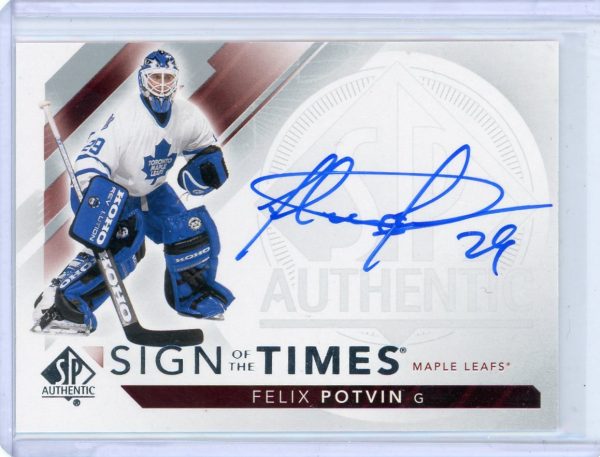 2017-18 Felix Potvin Maple Leafs UD SP Authentic Sign Of The Times Auto Card #SOTT-FP