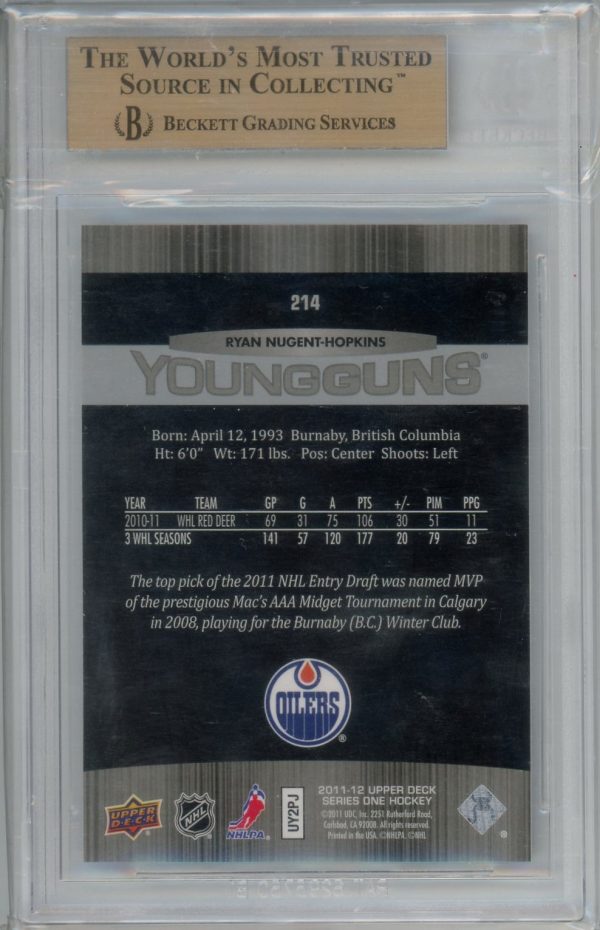 Ryan Nugent-Hopkins Oilers UD 2011-12 Young Guns Rookie Card #214 BGS 9.5