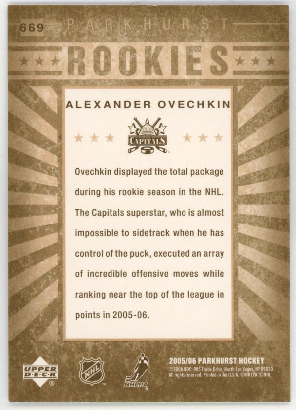 Alexander Ovechkin 2005-06 UD Parkhurst Rookie Card #669
