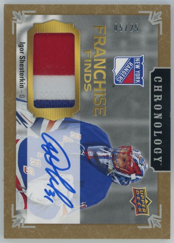 Igor Shersterkin Rangers 2019-20 UD Chronology Franchise Finds 5/25 Rookie Auto Patch Card #FF-IS
