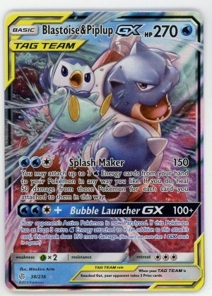 Pokemon Blastoise And Piplup GX Tag Team 38/236 Cosmic Eclipse NM